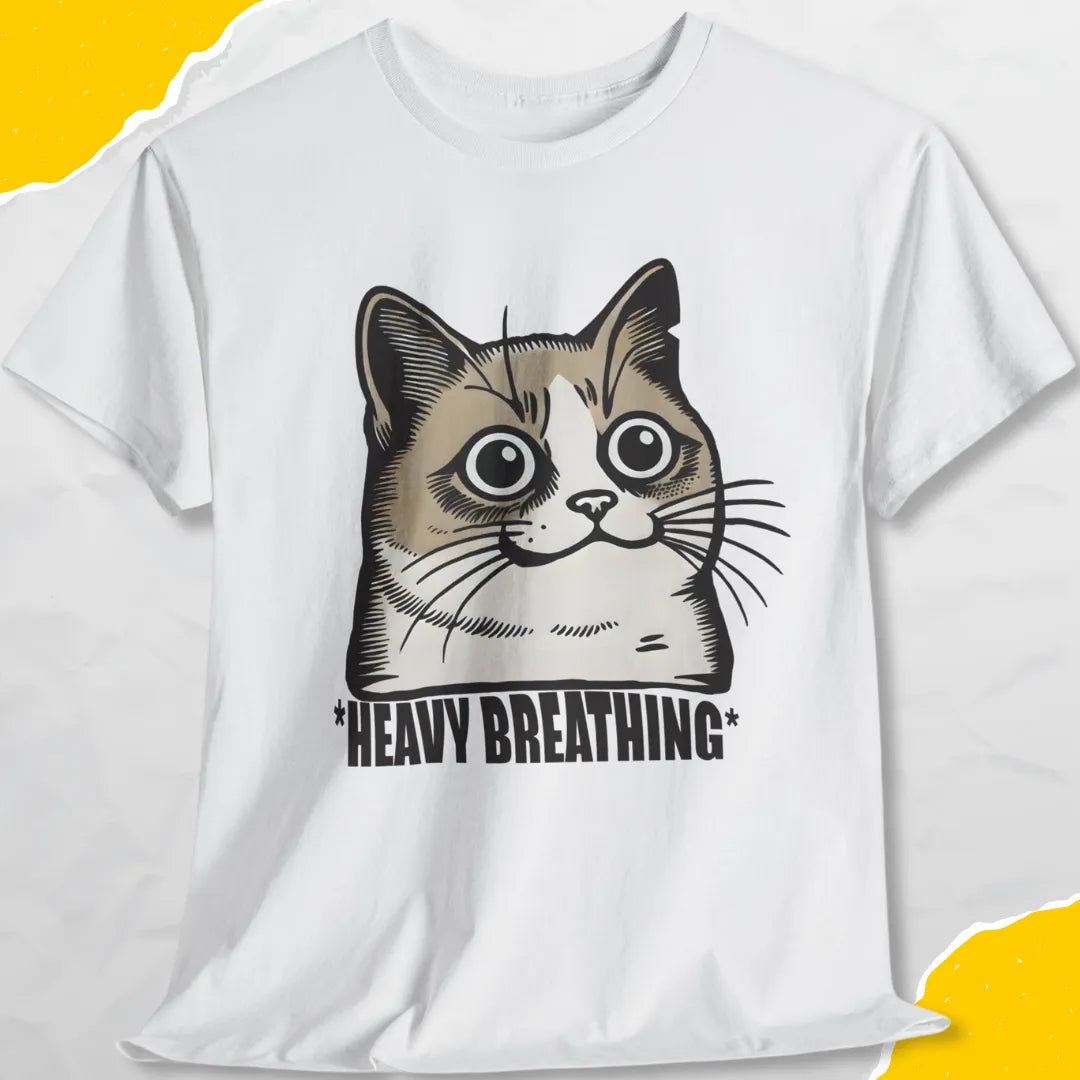 Heavy Breathing - Unisex Softstyle Tee Cat T-Shirt