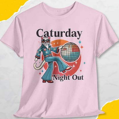 Caturday Night Out - Unisex Softstyle Tee Cat T-Shirt