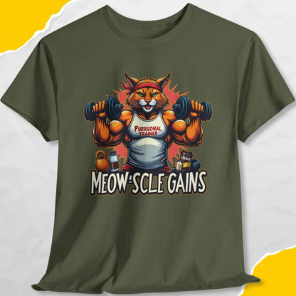 Meowscle Gains - Unisex Softstyle Tee Cat T-Shirt