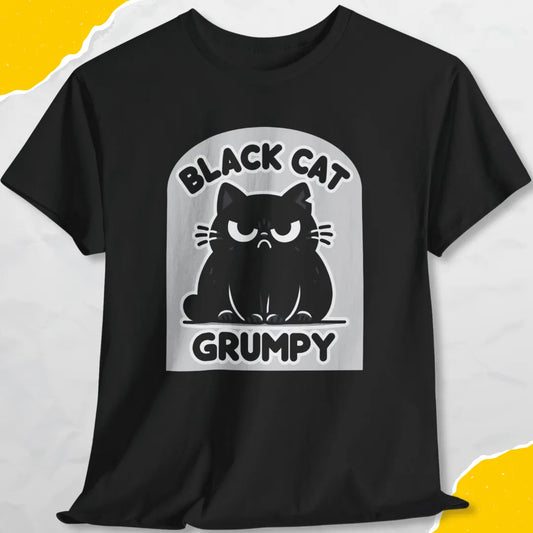 Black Cat Grumpy - Unisex Softstyle Tee Cat T-Shirt