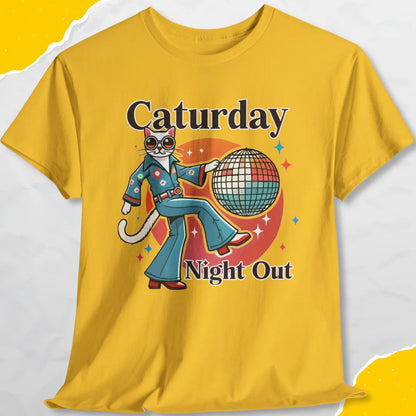 Caturday Night Out - Unisex Softstyle Tee Cat T-Shirt