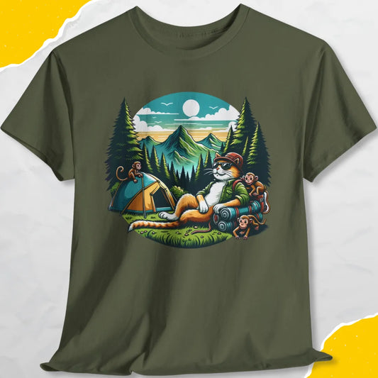 Camping Cat - Unisex Softstyle Tee Cat T-Shirt