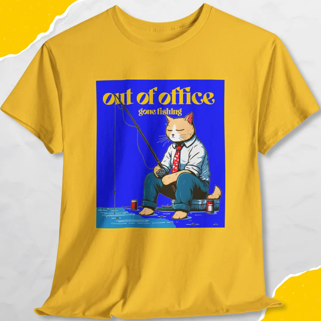 Out Of Office, Gone Fishing - Unisex Softstyle Tee Cat T-Shirt