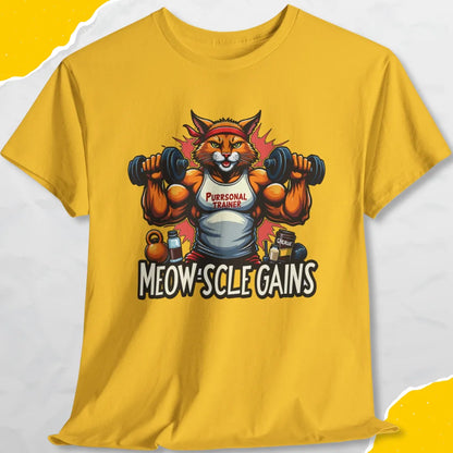 Meowscle Gains - Unisex Softstyle Tee Cat T-Shirt