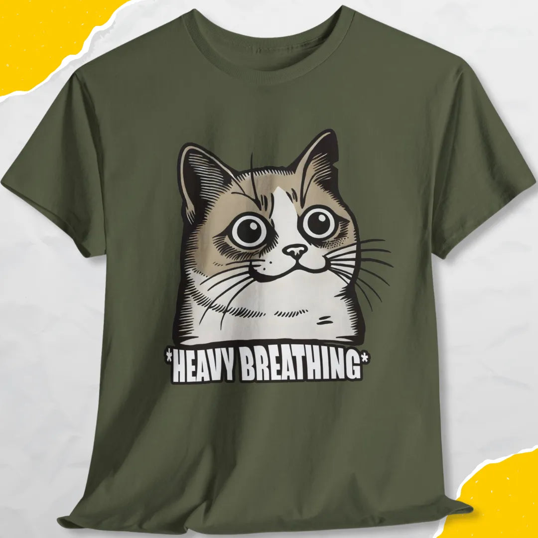 Heavy Breathing - Unisex Softstyle Tee Cat T-Shirt