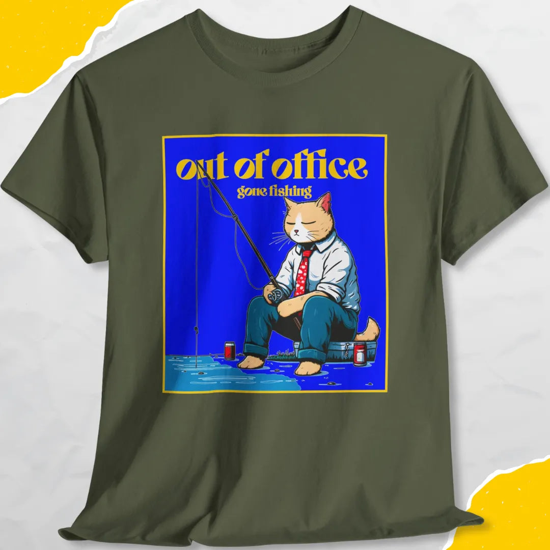 Out Of Office, Gone Fishing - Unisex Softstyle Tee Cat T-Shirt