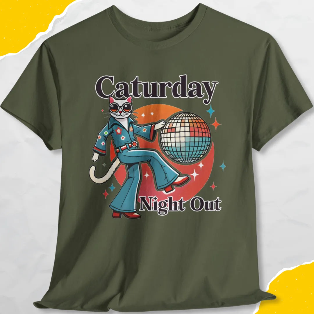 Caturday Night Out - Unisex Softstyle Tee Cat T-Shirt