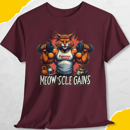 Meowscle Gains - Unisex Softstyle Tee Cat T-Shirt