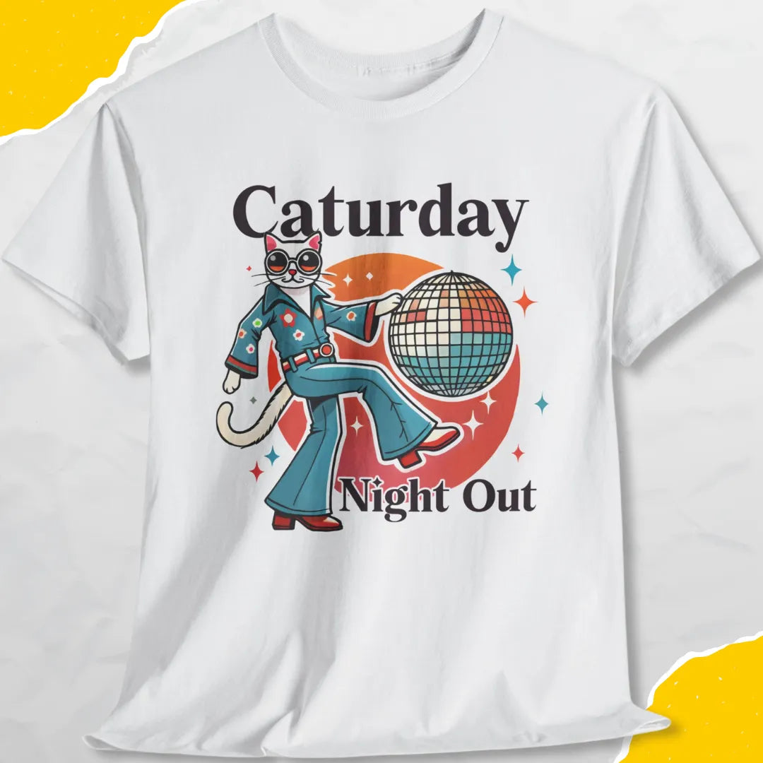 Caturday Night Out - Unisex Softstyle Tee Cat T-Shirt