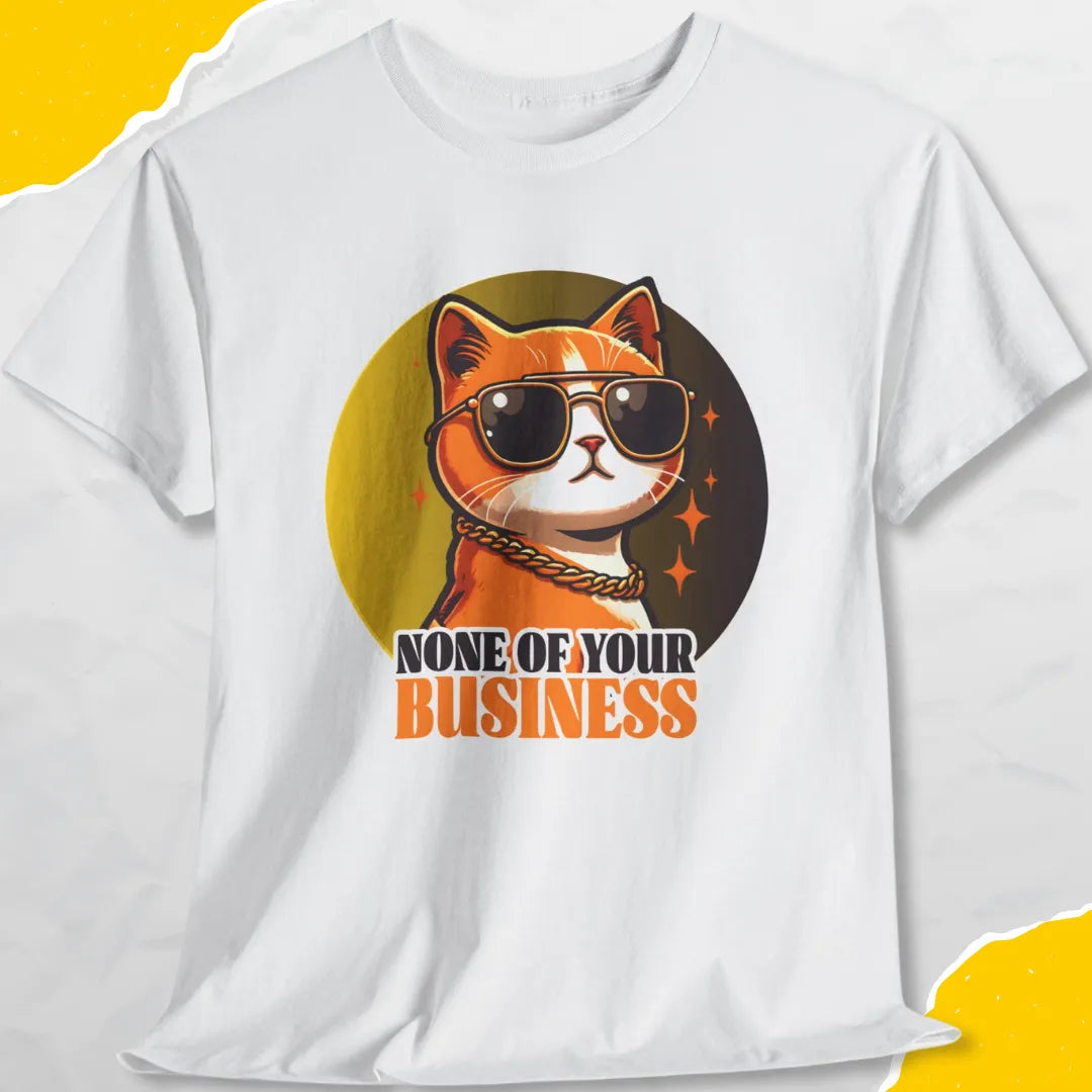 None Of Your Business - Unisex Softstyle Tee Cat T-Shirt