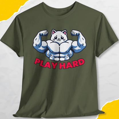 Play Hard - Unisex Softstyle Tee Cat T-Shirt