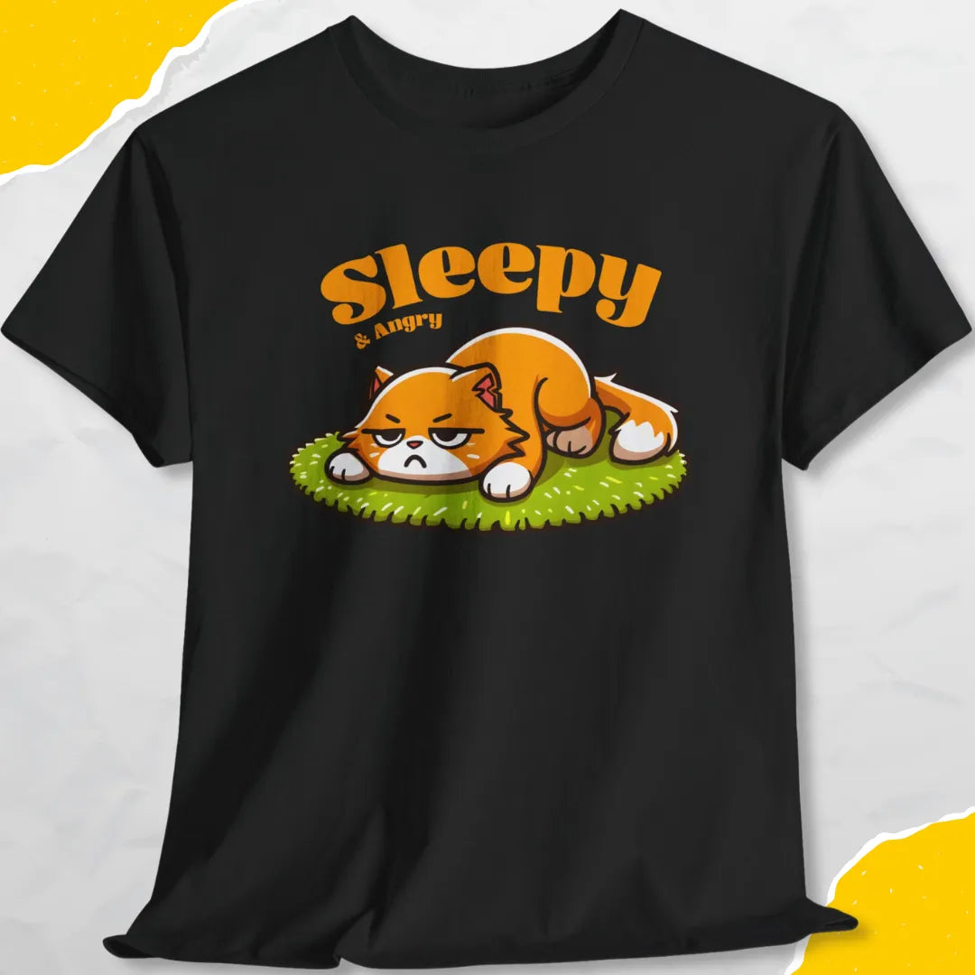 Sleepy & Angry - Unisex Softstyle Tee Cat T-Shirt