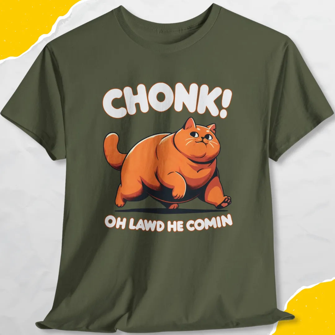 Chonk! Oh Lawd He Comin - Unisex Softstyle Tee Cat T-Shirt