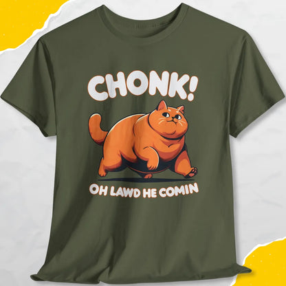 Chonk! Oh Lawd He Comin - Unisex Softstyle Tee Cat T-Shirt