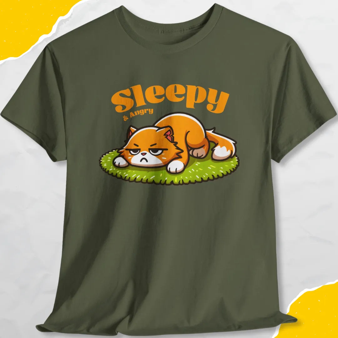 Sleepy & Angry - Unisex Softstyle Tee Cat T-Shirt