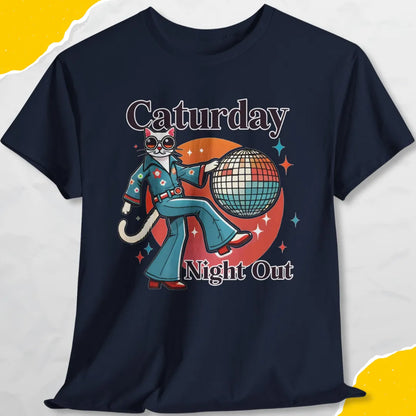 Caturday Night Out - Unisex Softstyle Tee Cat T-Shirt