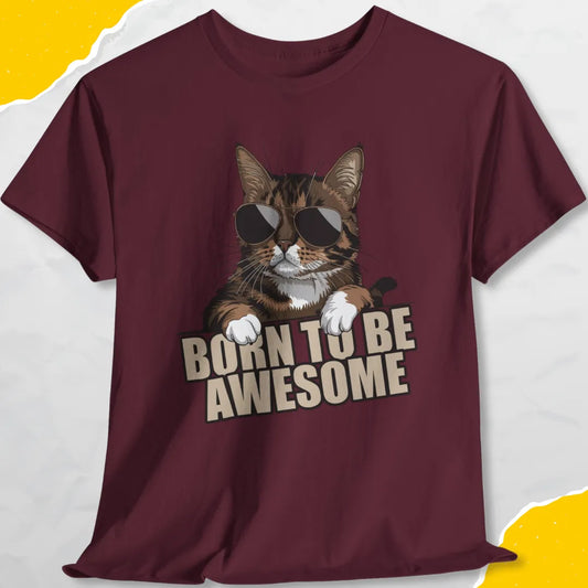 Born To Be Awesome - Unisex Softstyle Tee Cat T-Shirt