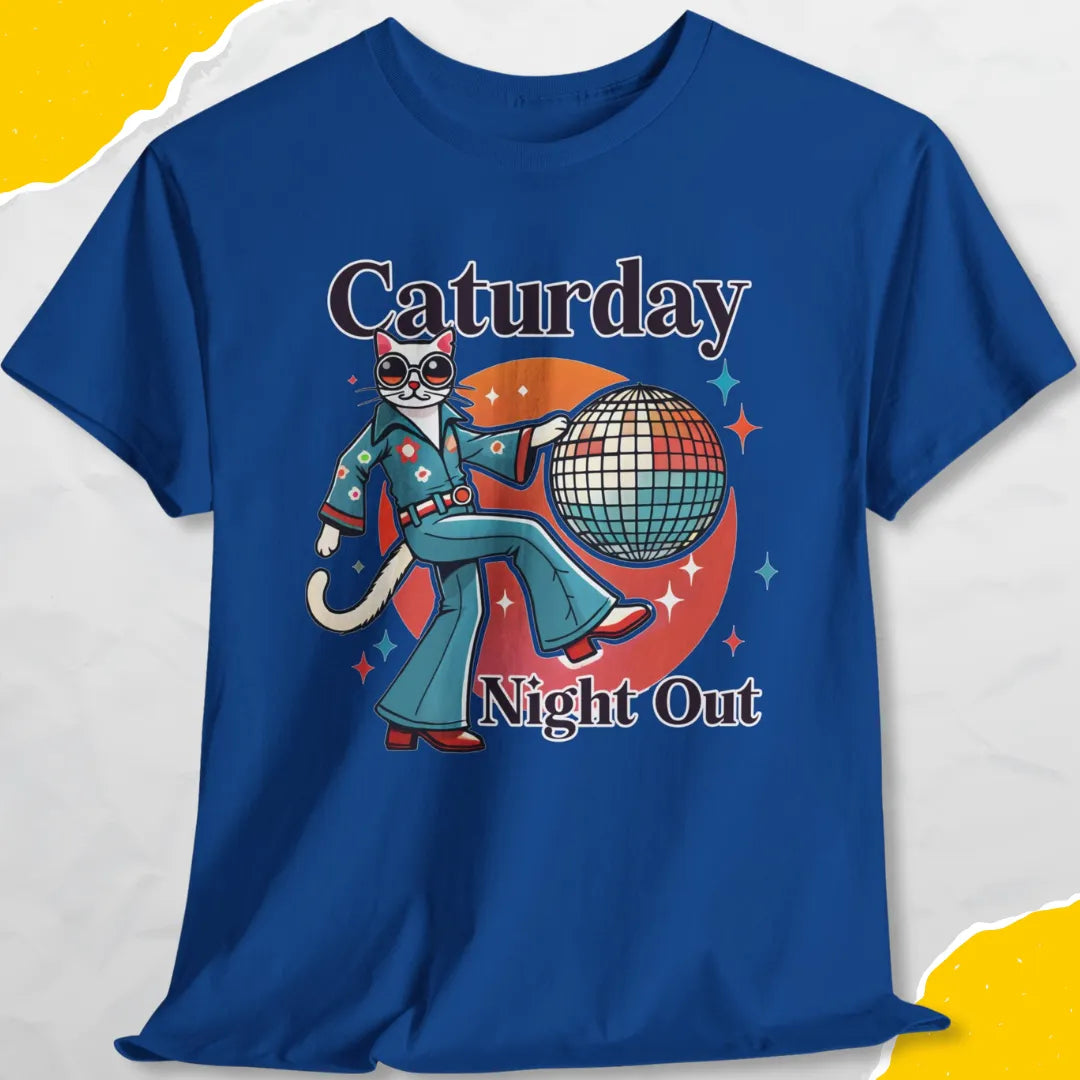 Caturday Night Out - Unisex Softstyle Tee Cat T-Shirt