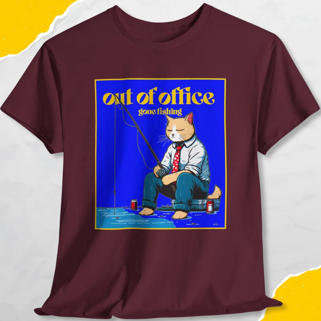 Out Of Office, Gone Fishing - Unisex Softstyle Tee Cat T-Shirt