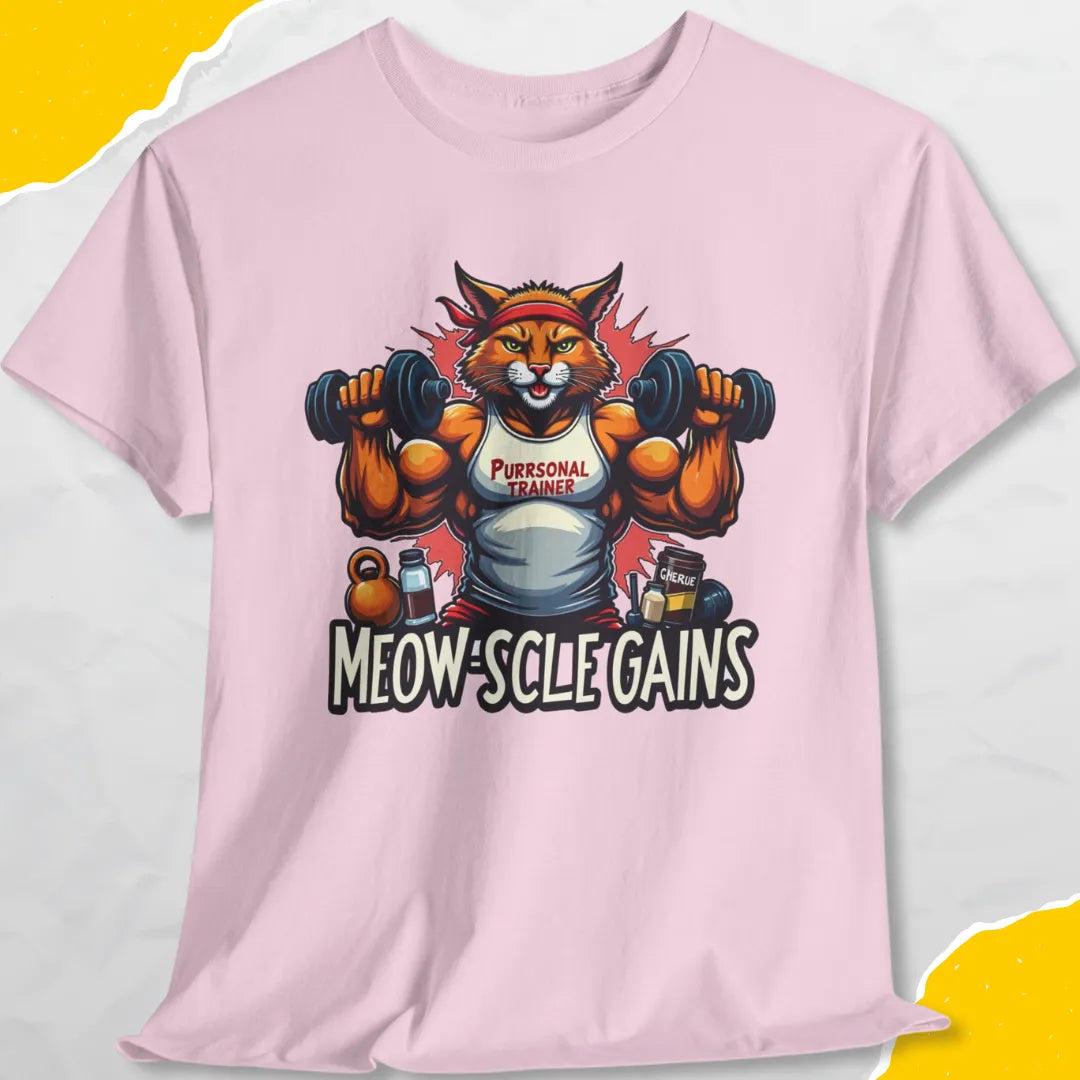 Meowscle Gains - Unisex Softstyle Tee Cat T-Shirt