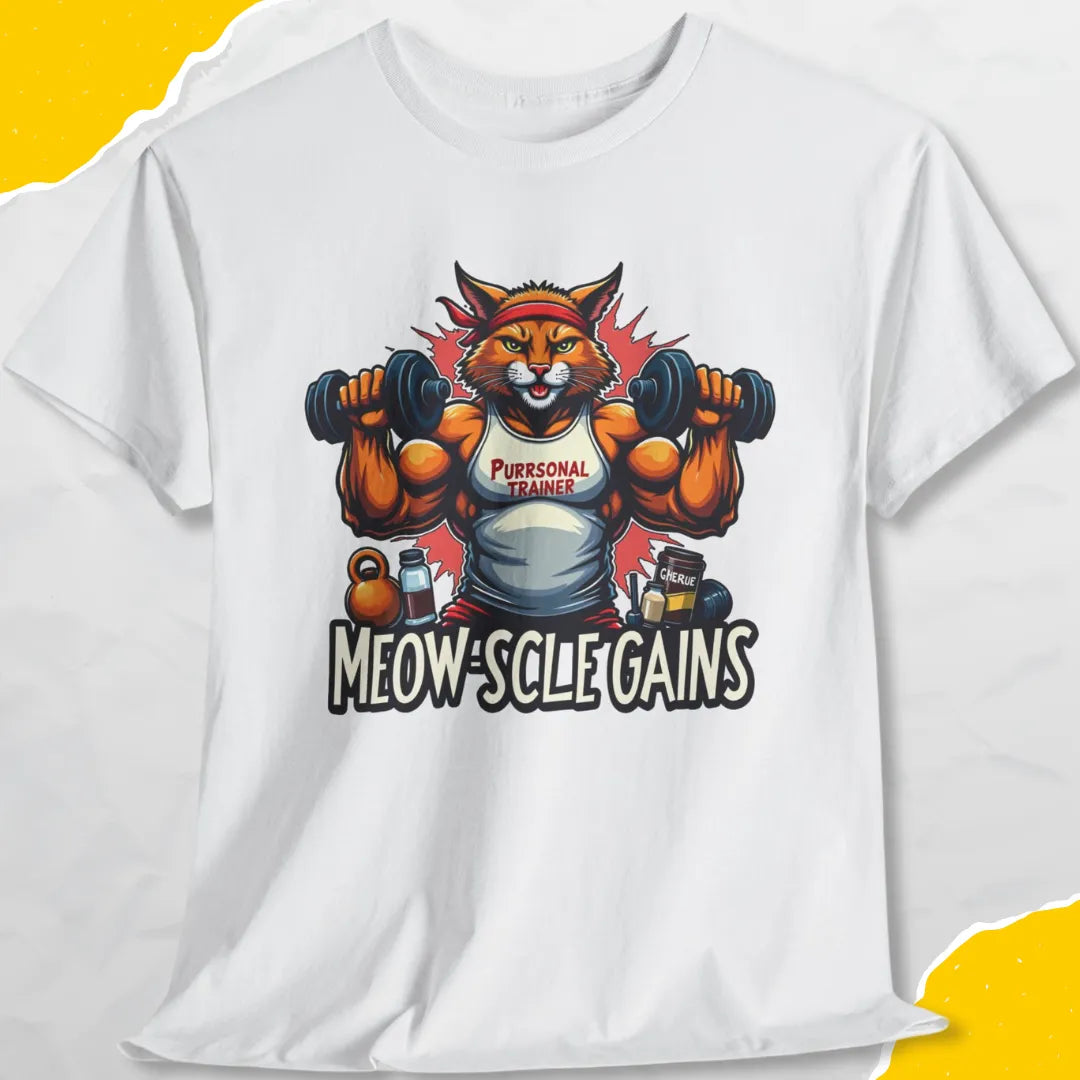 Meowscle Gains - Unisex Softstyle Tee Cat T-Shirt