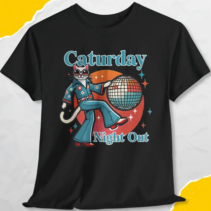 Caturday Night Out - Unisex Softstyle Tee Cat T-Shirt