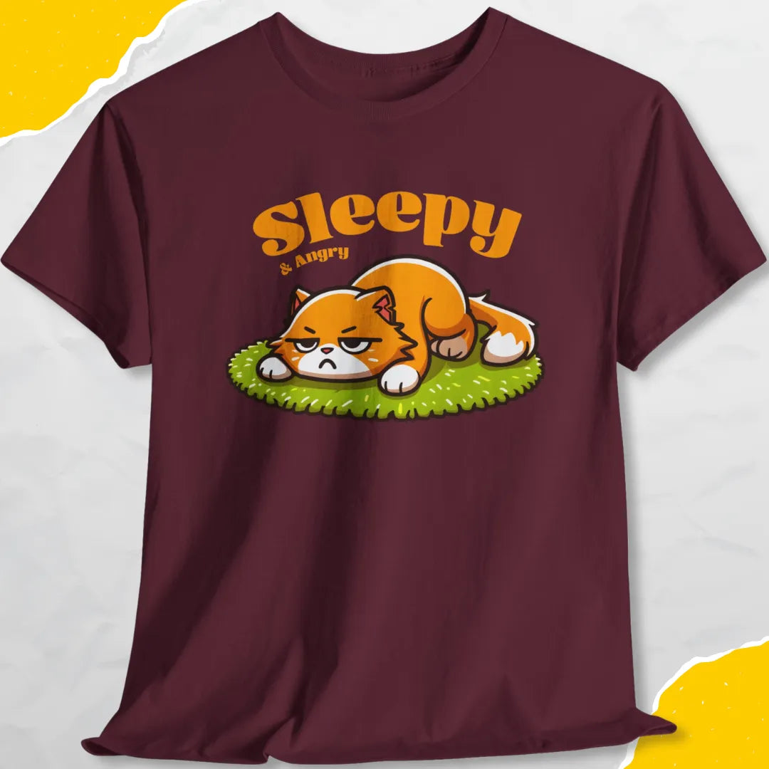 Sleepy & Angry - Unisex Softstyle Tee Cat T-Shirt