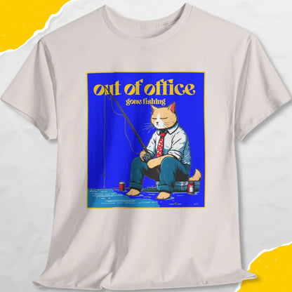 Out Of Office, Gone Fishing - Unisex Softstyle Tee Cat T-Shirt