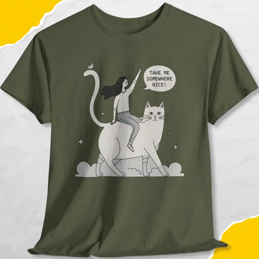 Take Me Somewhere Nice - Unisex Softstyle Tee Cat T-Shirt