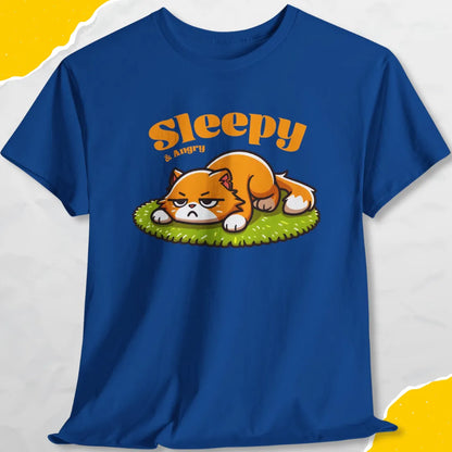 Sleepy & Angry - Unisex Softstyle Tee Cat T-Shirt